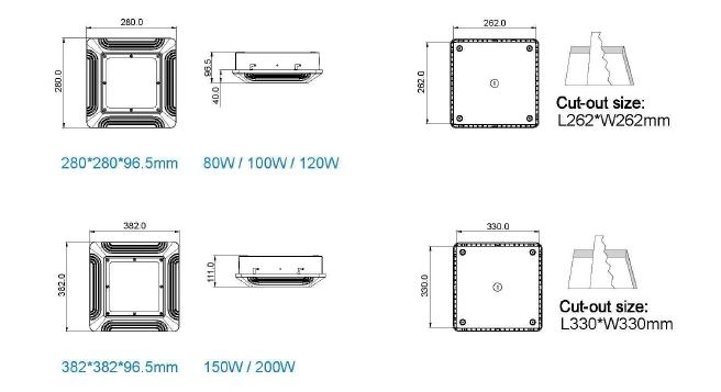 5 Year Warranty LED 130lm Per Watt Canopy Light for Gas Station